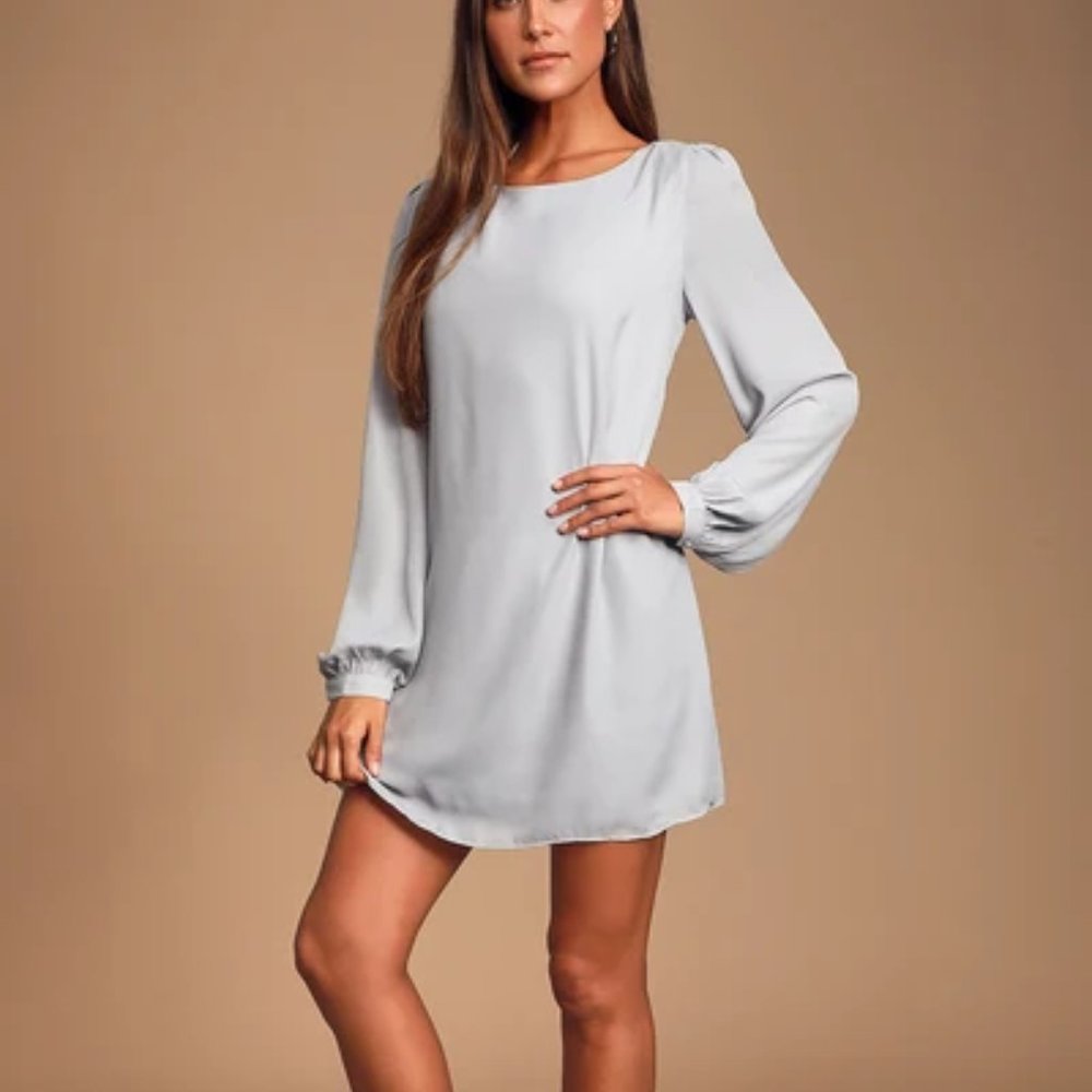 Status Update Light Grey Shift Dress